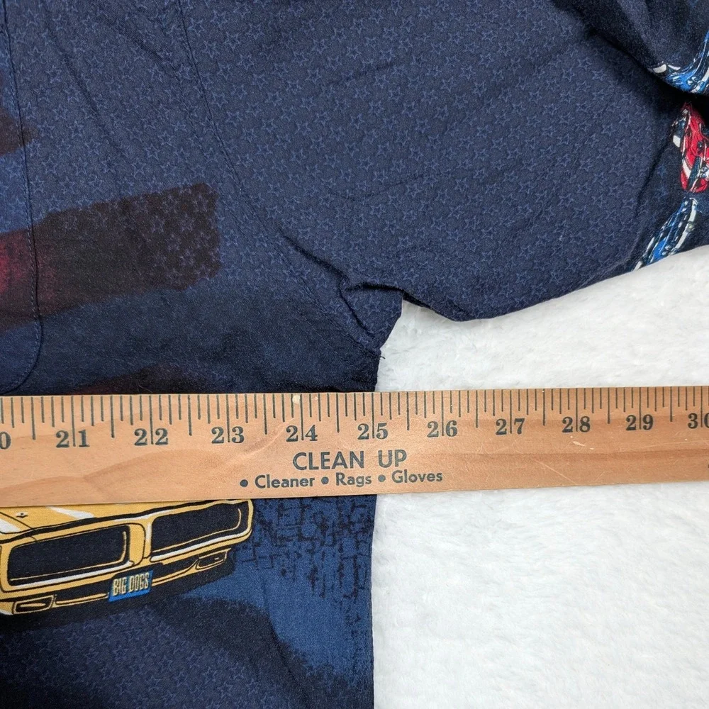 Big Dogs Shirt Mens 2XL Blue All American Muscle‎ Car Rayon Mustang Ford Dodge - Picture 6 of 8
